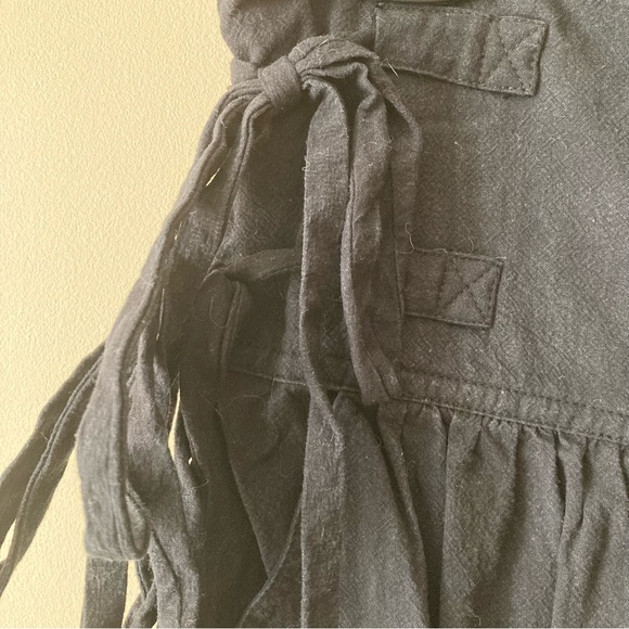 Free People Black Button Fly Waist Tie Straight Cotton Trousers - Picture 5 of 7